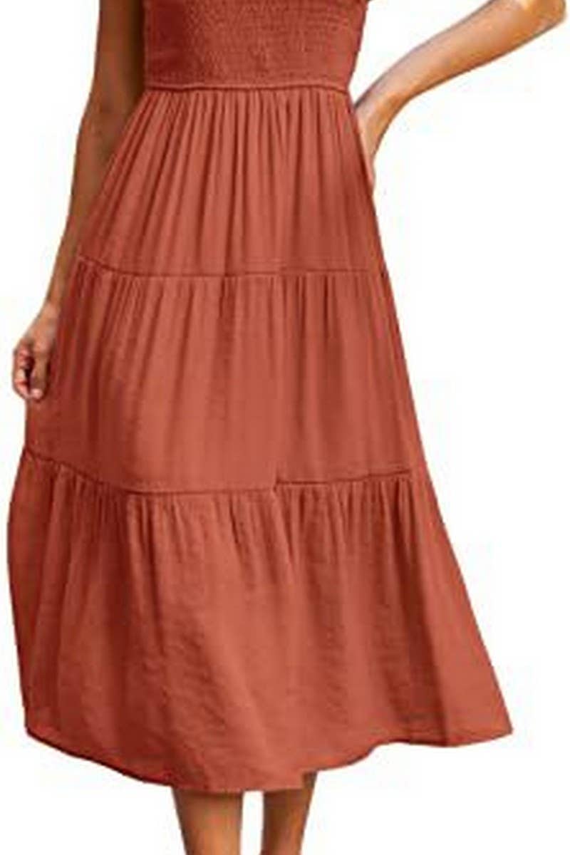 MARINEL - SHIRRED ELEGANCE MIDI DRESS