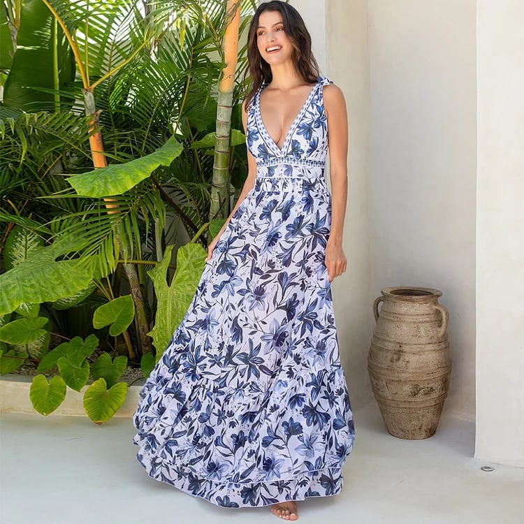 PAISLEY - RUFFLED V-NECK SWIM SET
