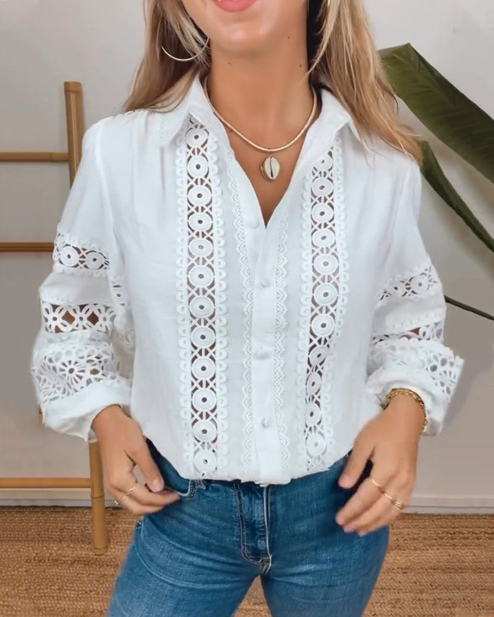ZIAH - CLASSIC EYELET LONG SLEEVE BLOUSE