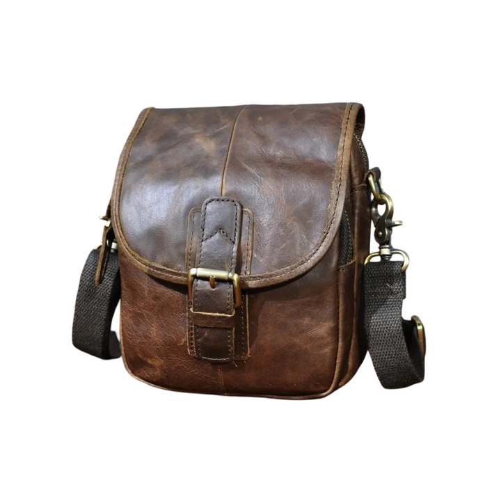 Nolan | Compact Leather Crossbody Pouch with Buckle Flap