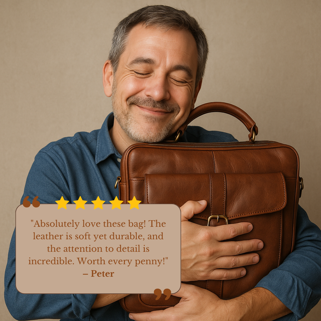 Mason | Professional Leather Laptop Bag with Curved Zip Detail