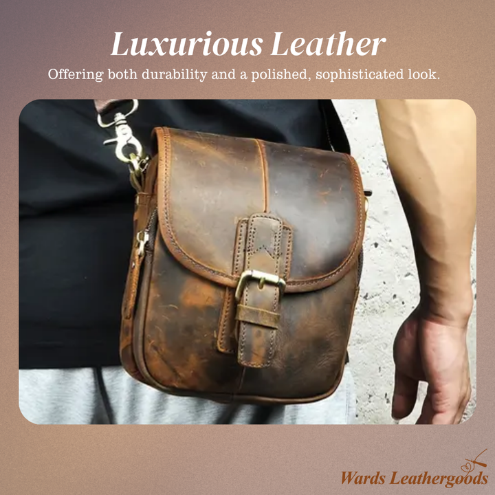Nolan | Compact Leather Crossbody Pouch with Buckle Flap