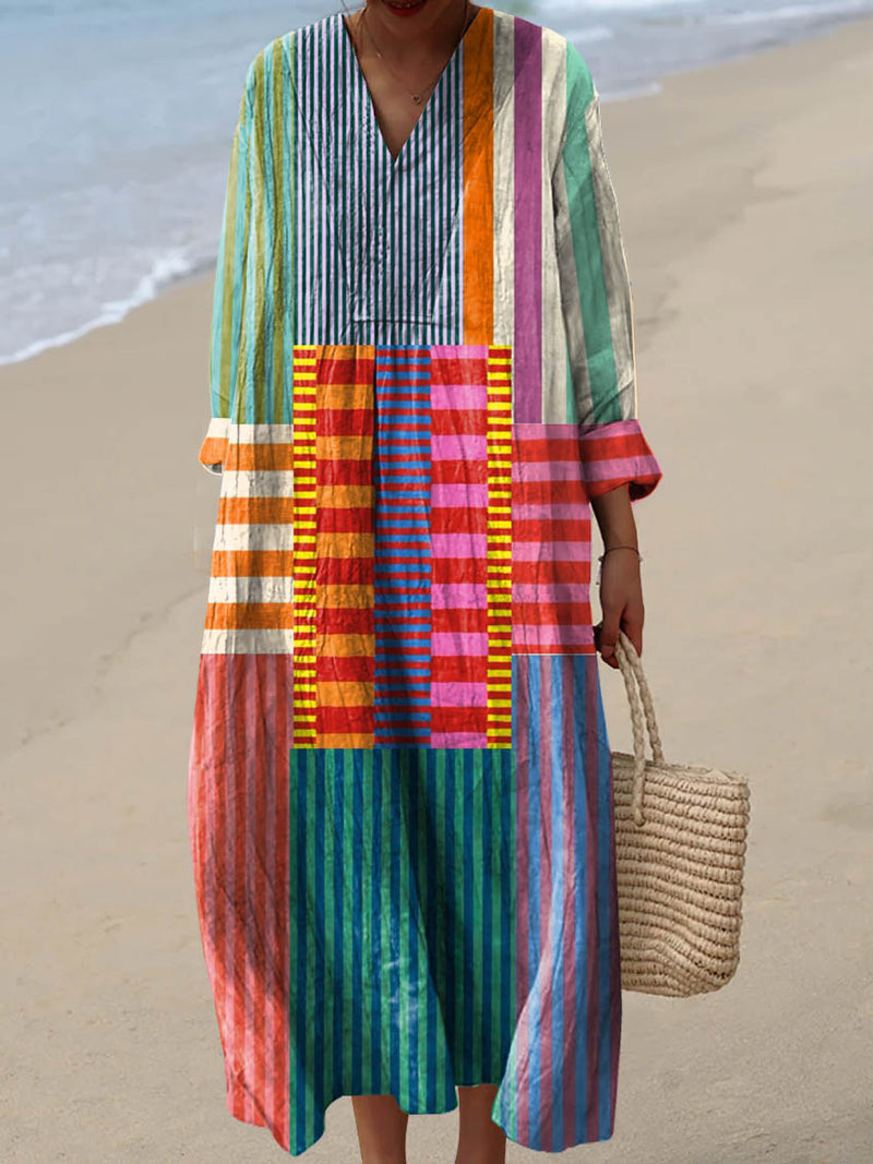 SHAVI - RETRO GEO PRINT COTTON DRESS