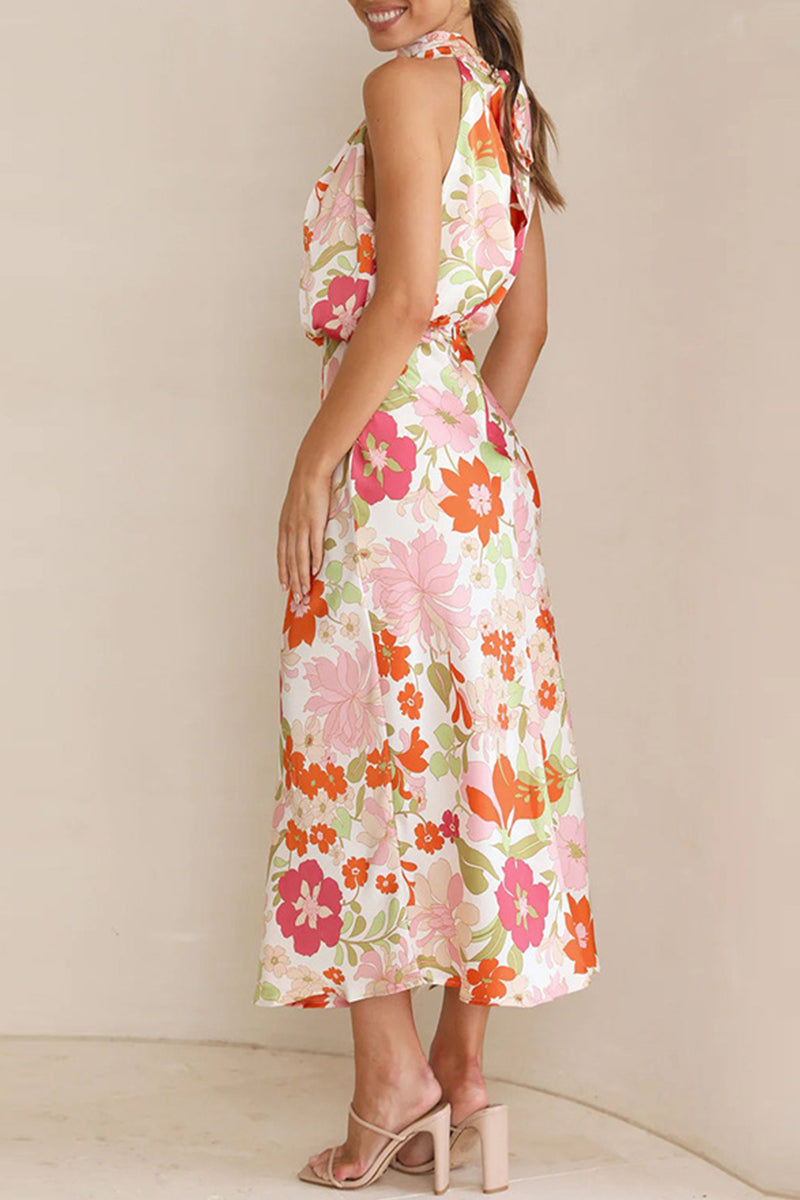 BRYNLEE - ELEGANT PATCHWORK ASYMMETRICAL COLLAR DRESS