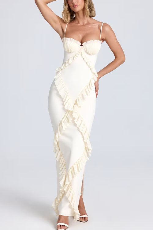 EHVA - MAPLE SOLID COLOR LACE PATCH SUSPENDER DRESS