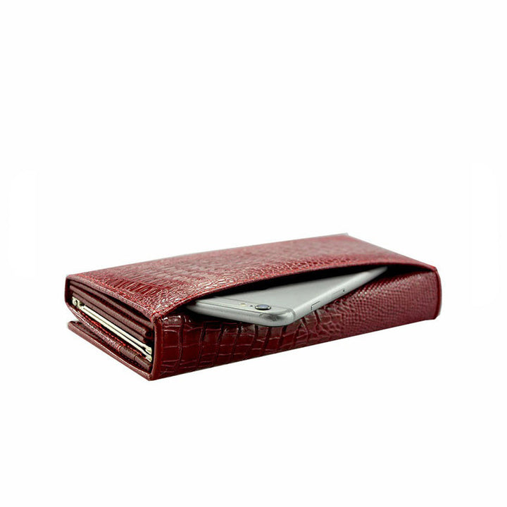 EVANGELINE - CROC-EMBOSSED LEATHER WALLET