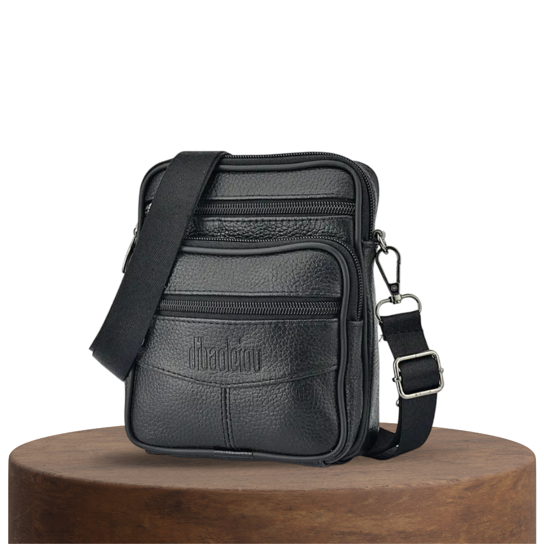 Brian | Textured Leather Crossbody with Triple-Zip Utility