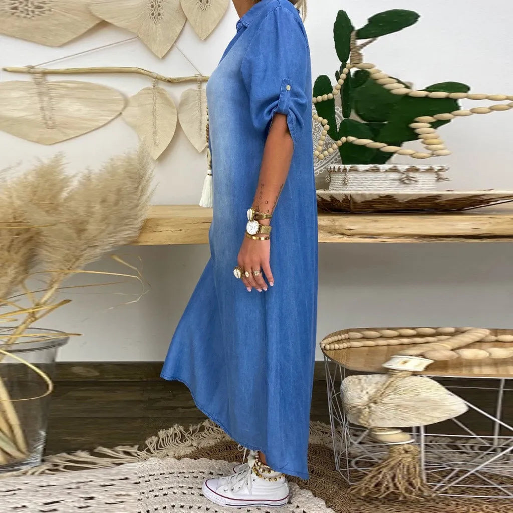 NENA - STREET STYLE DENIM SLIT DRESS
