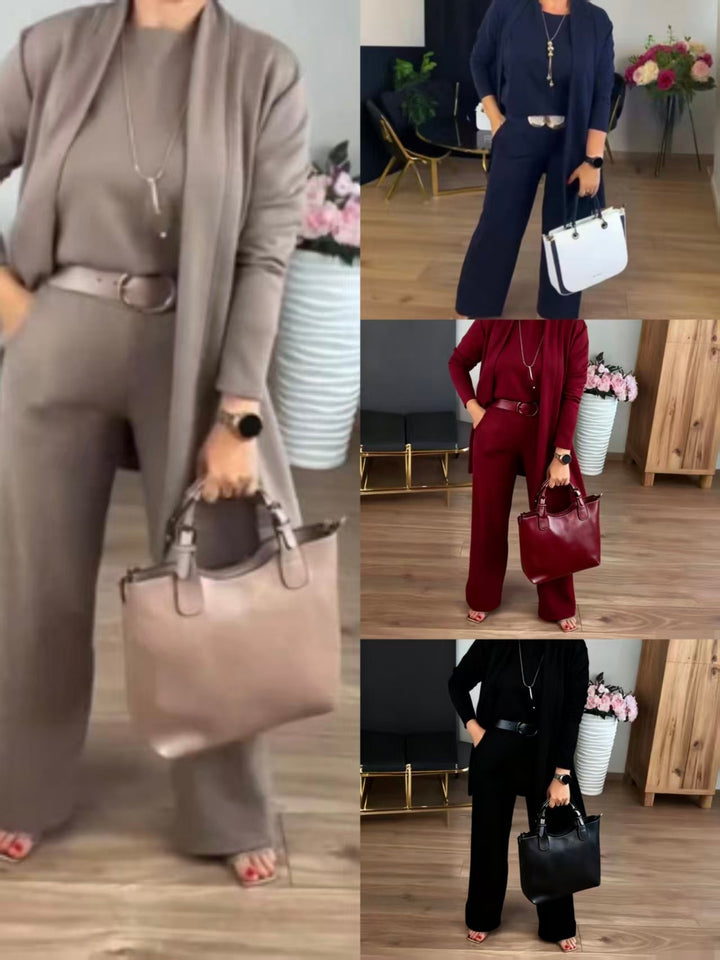 NATALIE - CLASSIC 3-PIECE SET WITH CARDIGAN TOP AND PANTS