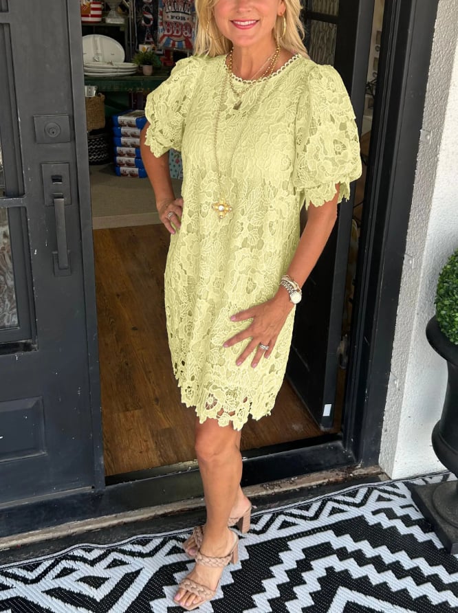 THEODORA - EFFORTLESS NATURAL FLORAL LACE DRESS
