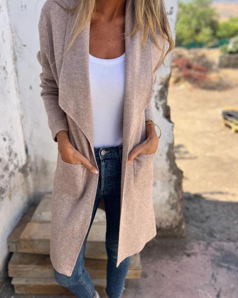 SALVEO - GENTLE FABRIC COLLARED CARDIGAN