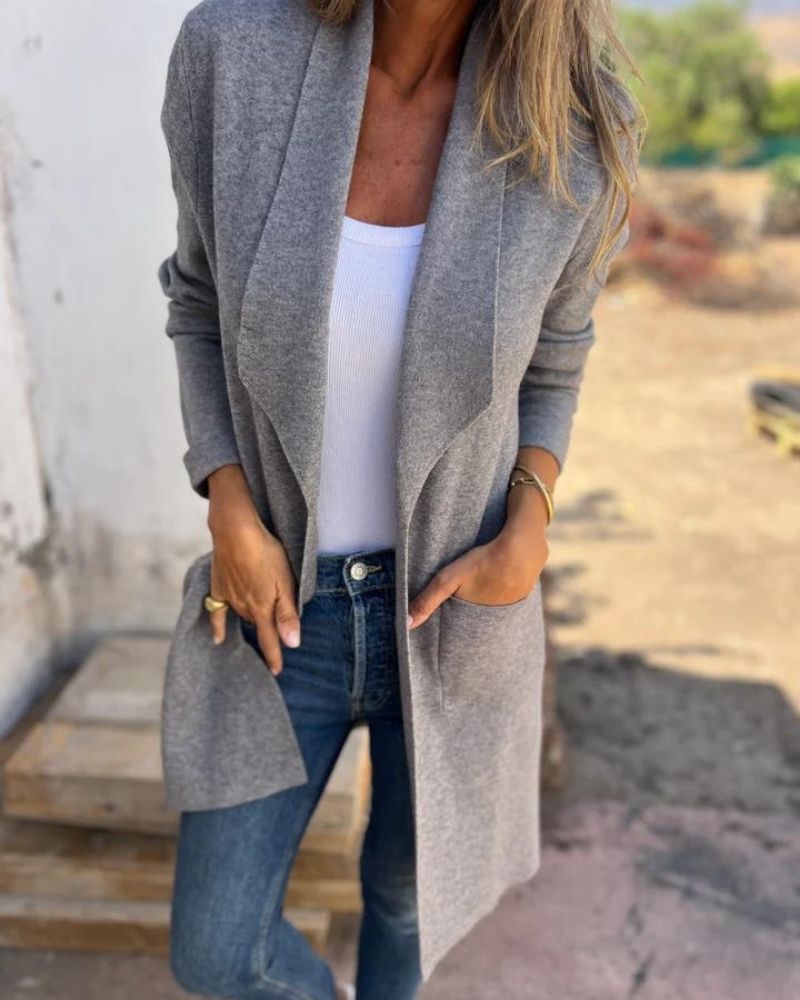 SALVEO - GENTLE FABRIC COLLARED CARDIGAN