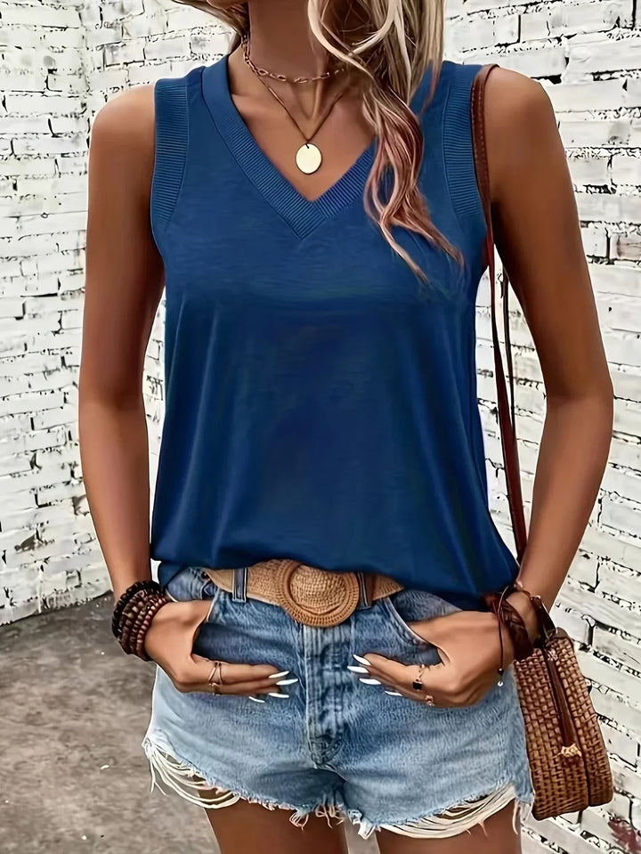 ARCADIA - AIRY V-NECK SLEEVELESS BLOUSE