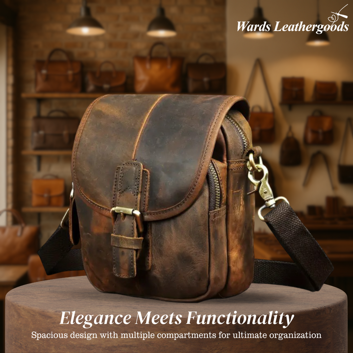 Nolan | Compact Leather Crossbody Pouch with Buckle Flap
