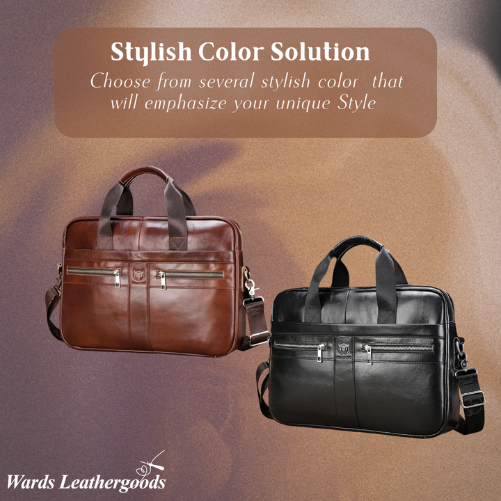 Preston | Sleek Leather Work Briefcase with Twin-Zip Front