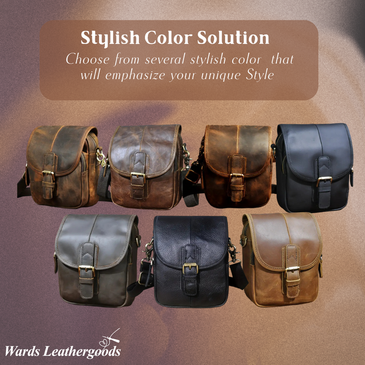 Nolan | Compact Leather Crossbody Pouch with Buckle Flap