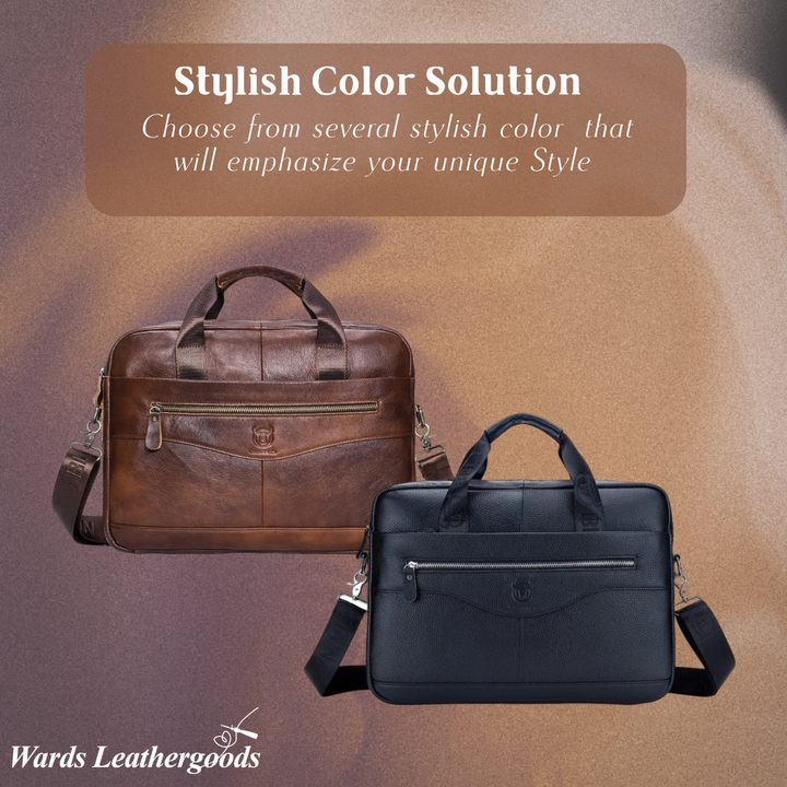 Mason | Professional Leather Laptop Bag with Curved Zip Detail