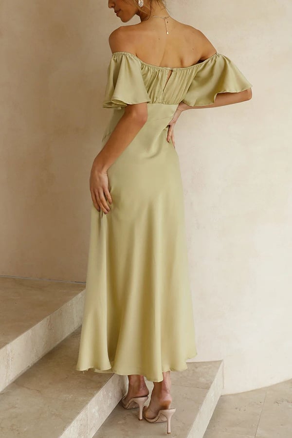 KAIA - SEXY SATIN OFF SHOULDER DRESS