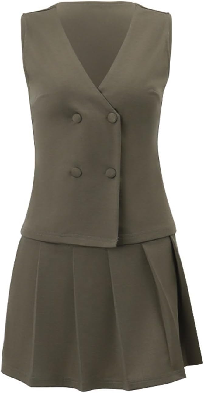 MARIDEE - SLEEVELESS SUIT AND PLEATED SKIRT