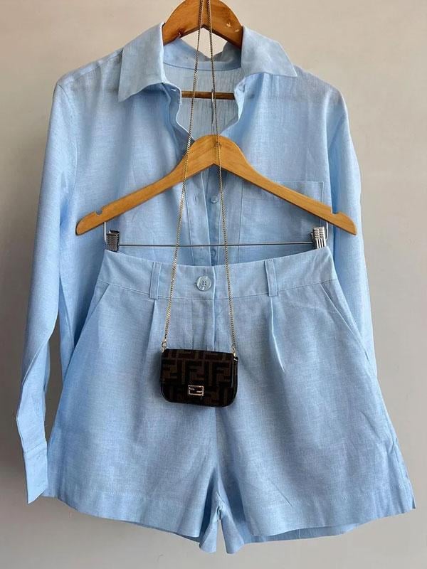 TALLULAH - RELAXED LINEN BLOUSE AND SHORTS SET