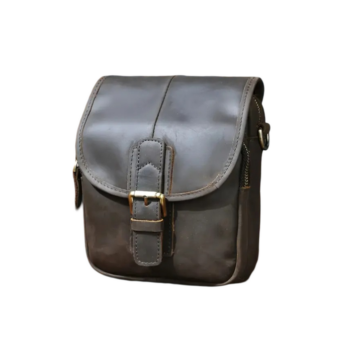 Nolan | Compact Leather Crossbody Pouch with Buckle Flap