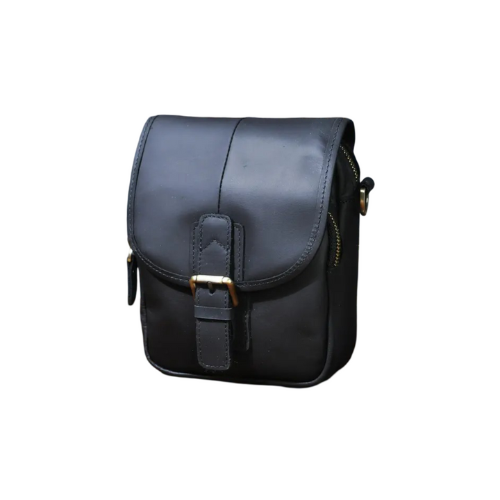Nolan | Compact Leather Crossbody Pouch with Buckle Flap