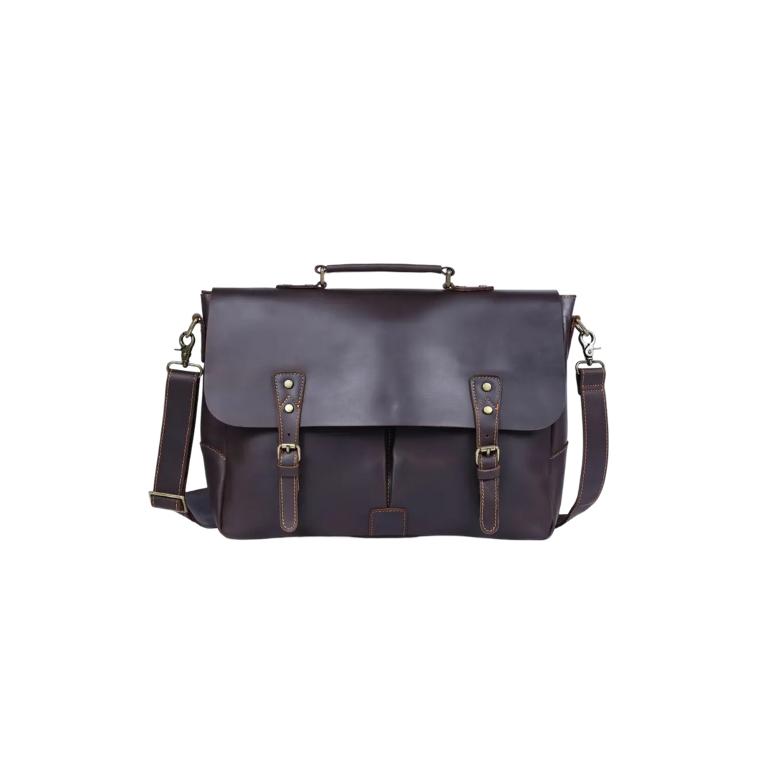 Beau | Vintage Leather Messenger with Classic Buckle Flap
