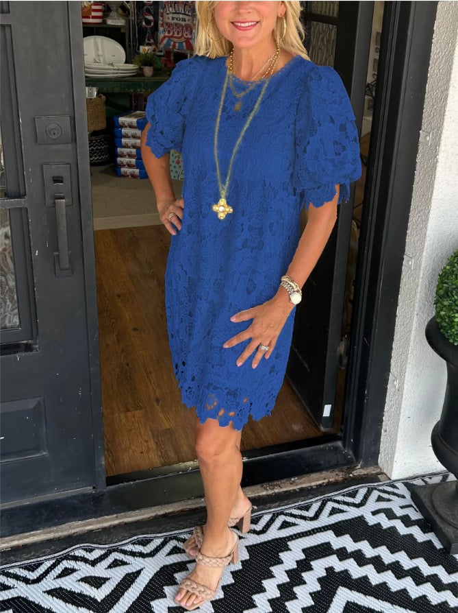 THEODORA - EFFORTLESS NATURAL FLORAL LACE DRESS