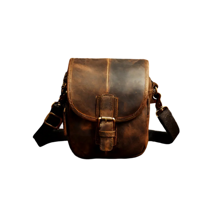Nolan | Compact Leather Crossbody Pouch with Buckle Flap