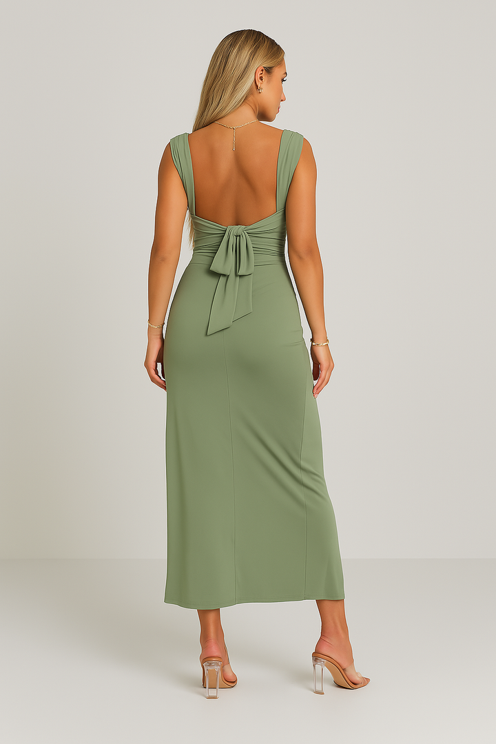 LAIZA - CLASSY  MID-CUT DRESS WITH SIDE SLIT