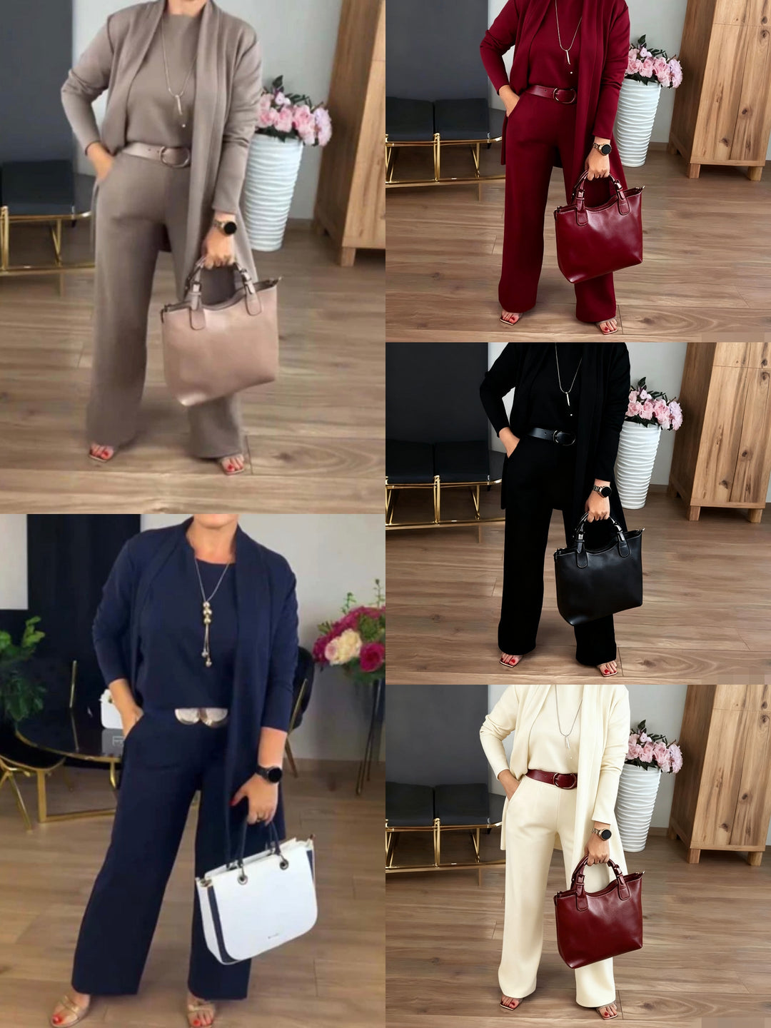 NATALIE - CLASSIC 3-PIECE SET WITH CARDIGAN TOP AND PANTS