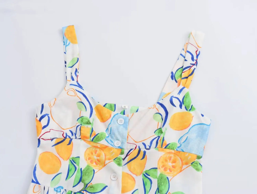 MARCELLE - LEMON PRINTED MIDI DRESS