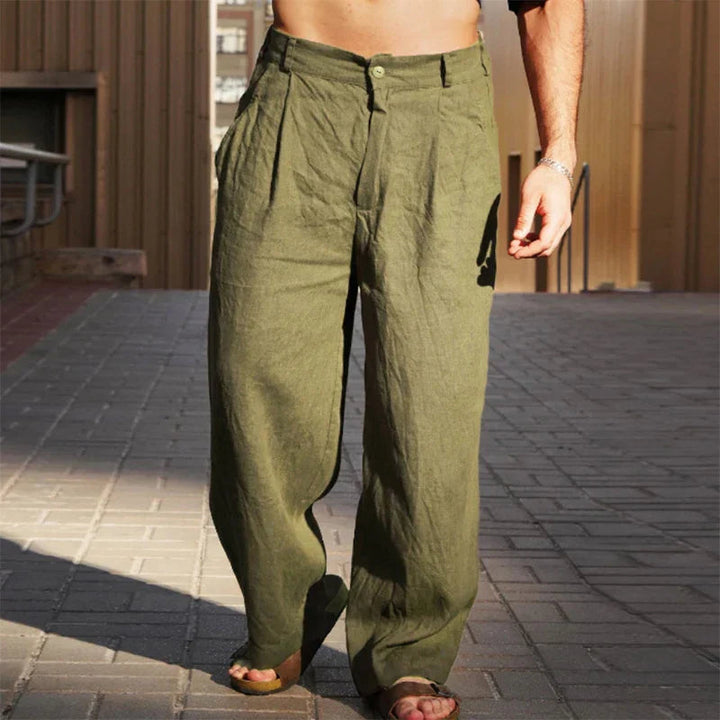 CHAPLIN - CLASSIC WIDE LEG LINEN TROUSERS
