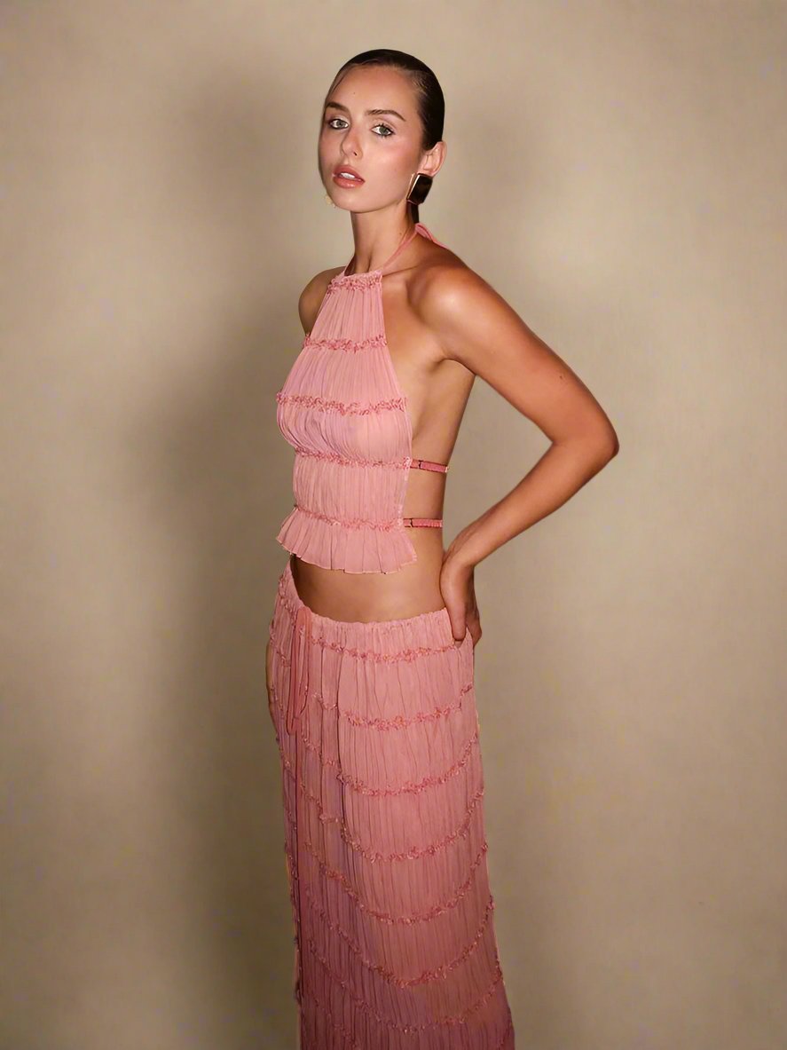 AVERY - BACKLESS PLEATED SET