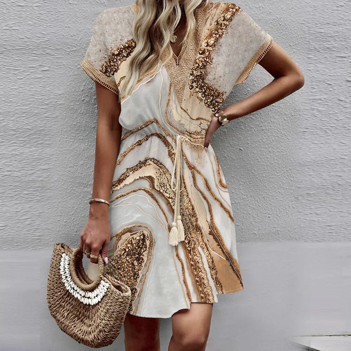 SIMA - CHIC GRAPHIC V-NECK DRESS