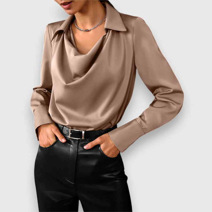 SHAMCEY - FULL-SLEEVE COLLAR DRAPED TOP