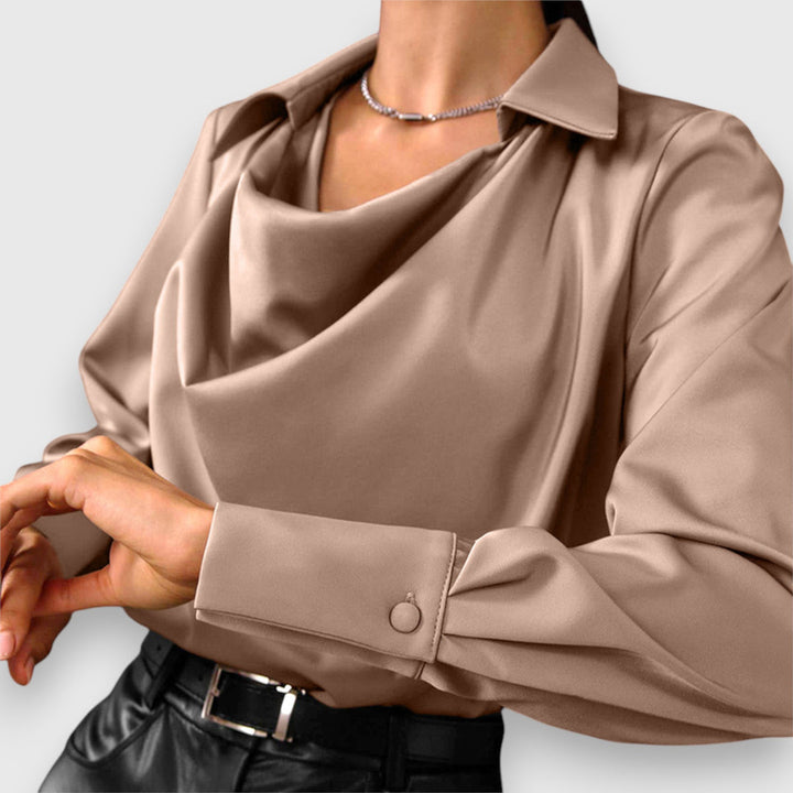 SHAMCEY - FULL-SLEEVE COLLAR DRAPED TOP