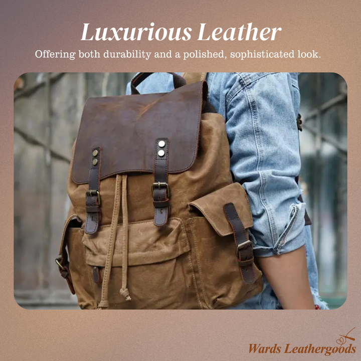 Joey | Classic Waxed Canvas with Leather Flap | Backpack