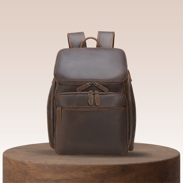 Laurent | Classic Leather with Front Pocket | Backpack