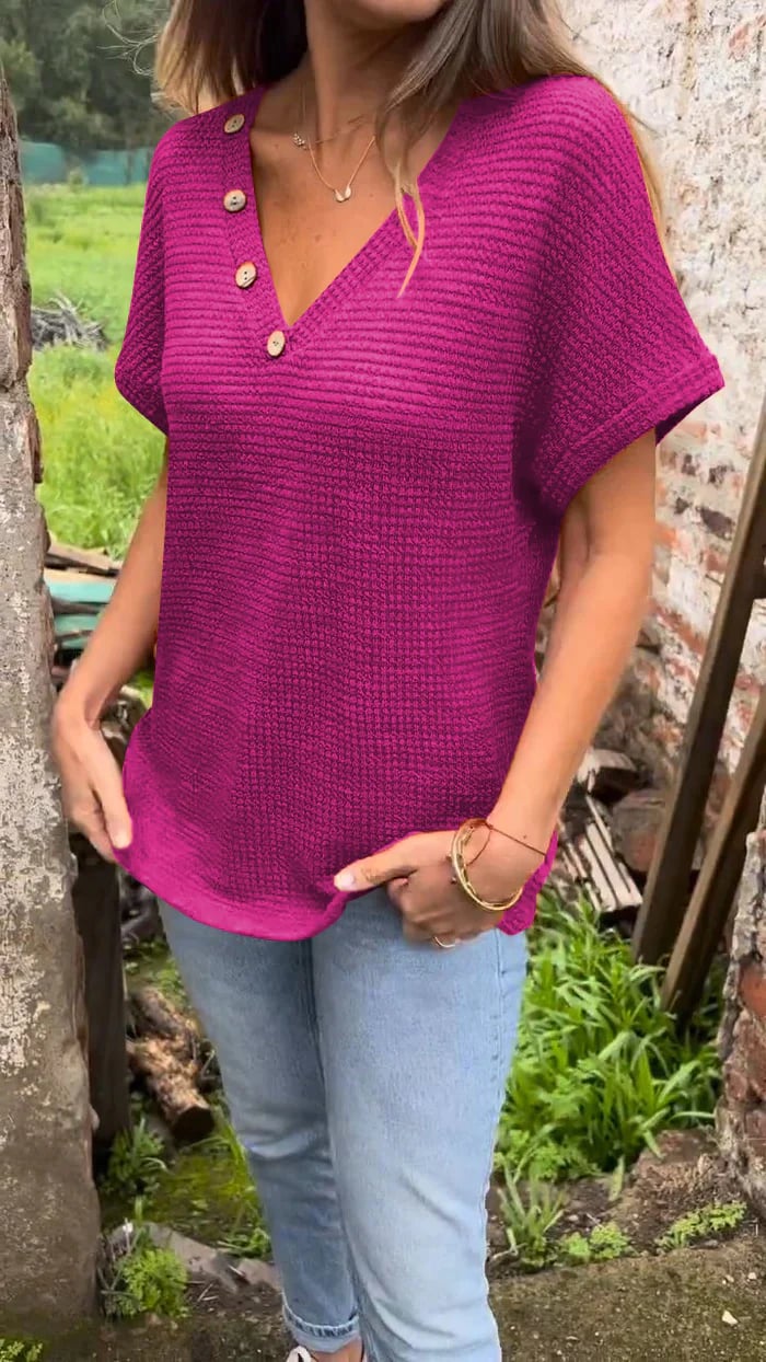 MEERAH -  BREATHABLE WAFFLE SHORT SLEEVE TEE