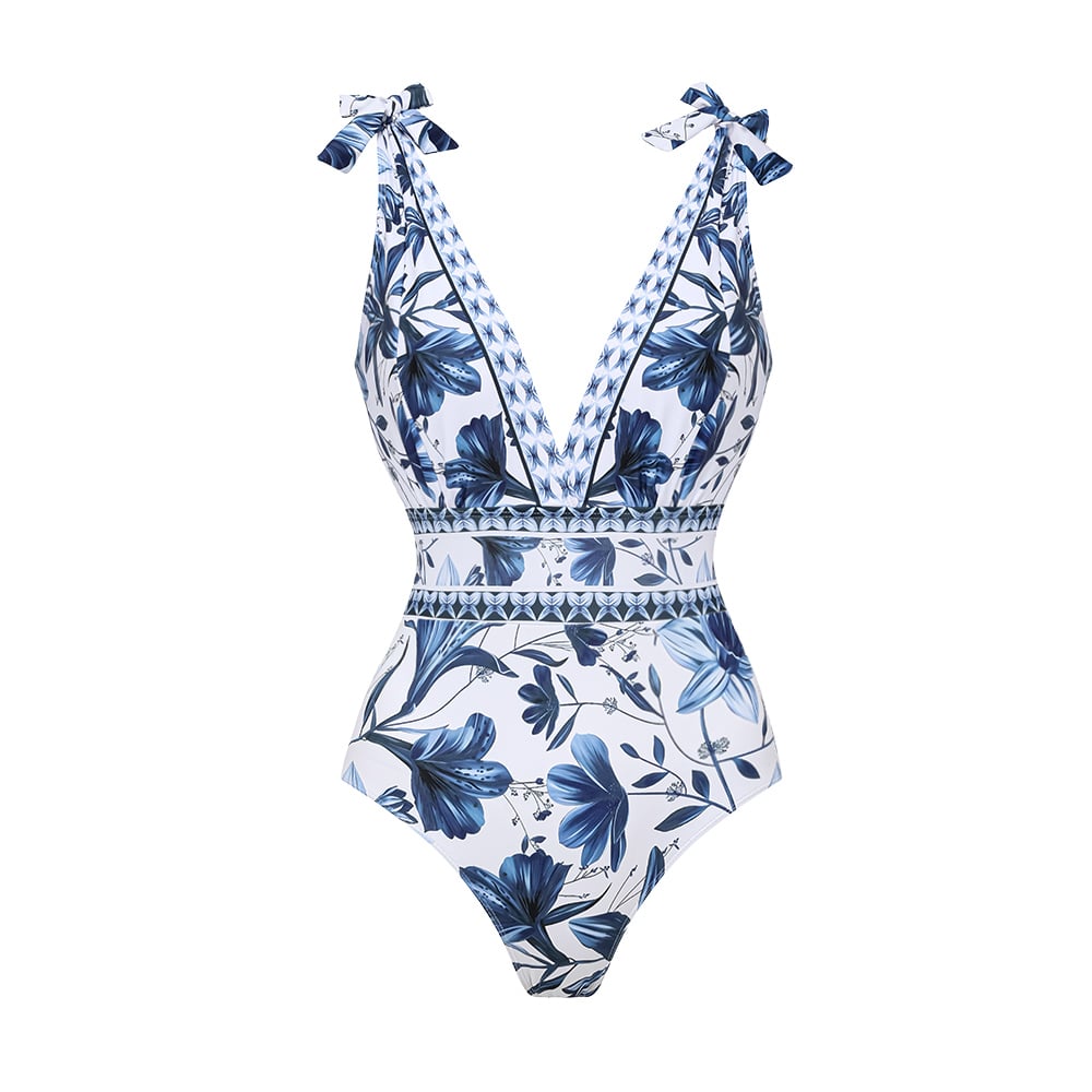 PAISLEY - RUFFLED V-NECK SWIM SET