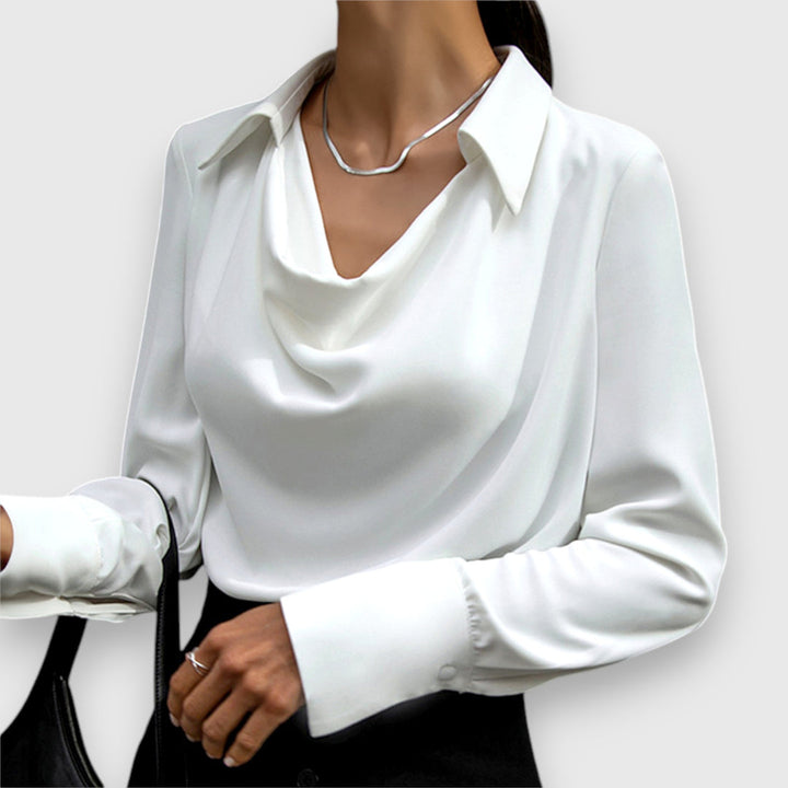 SHAMCEY - FULL-SLEEVE COLLAR DRAPED TOP