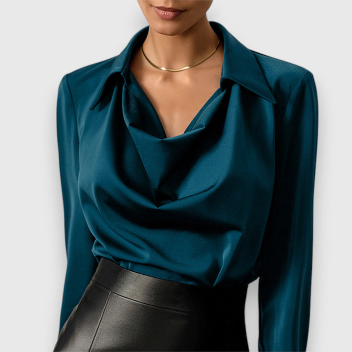 SHAMCEY - FULL-SLEEVE COLLAR DRAPED TOP