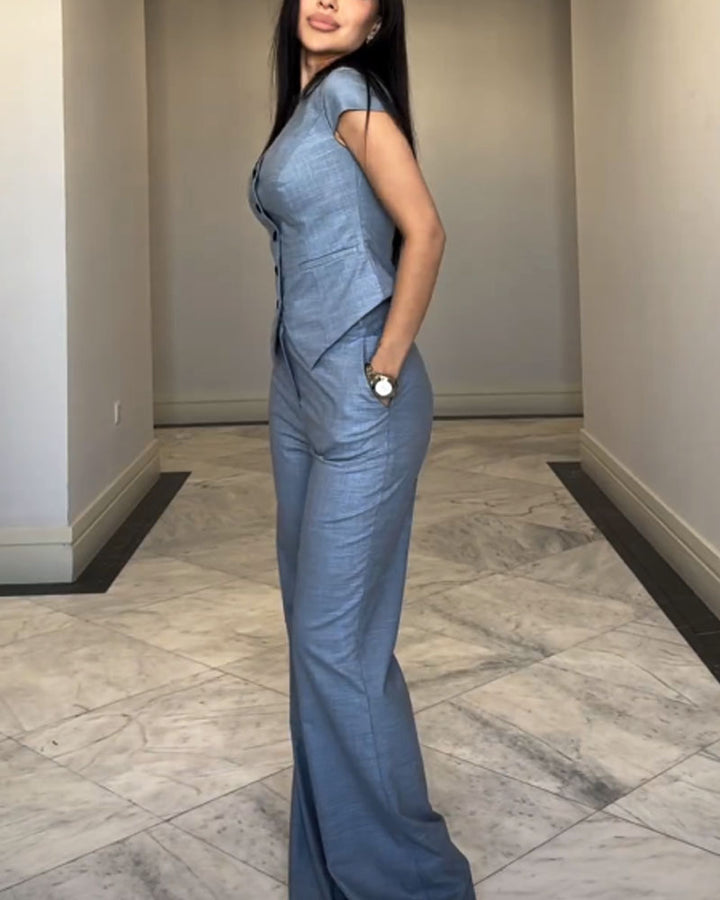 VERIA - V-NECK TOP AND PANTS SET