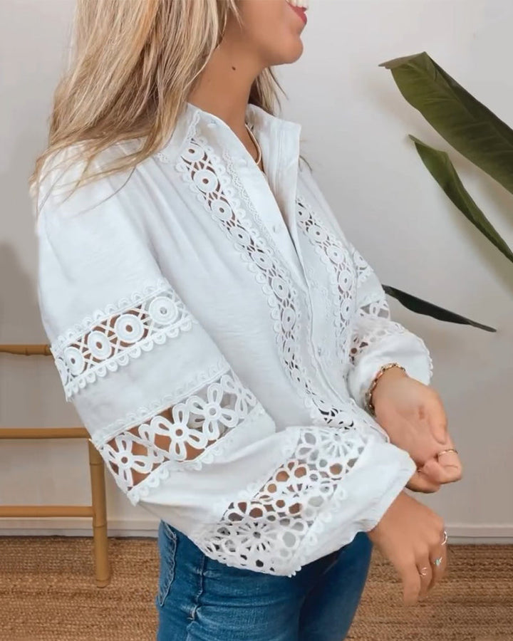 ZIAH - CLASSIC EYELET LONG SLEEVE BLOUSE