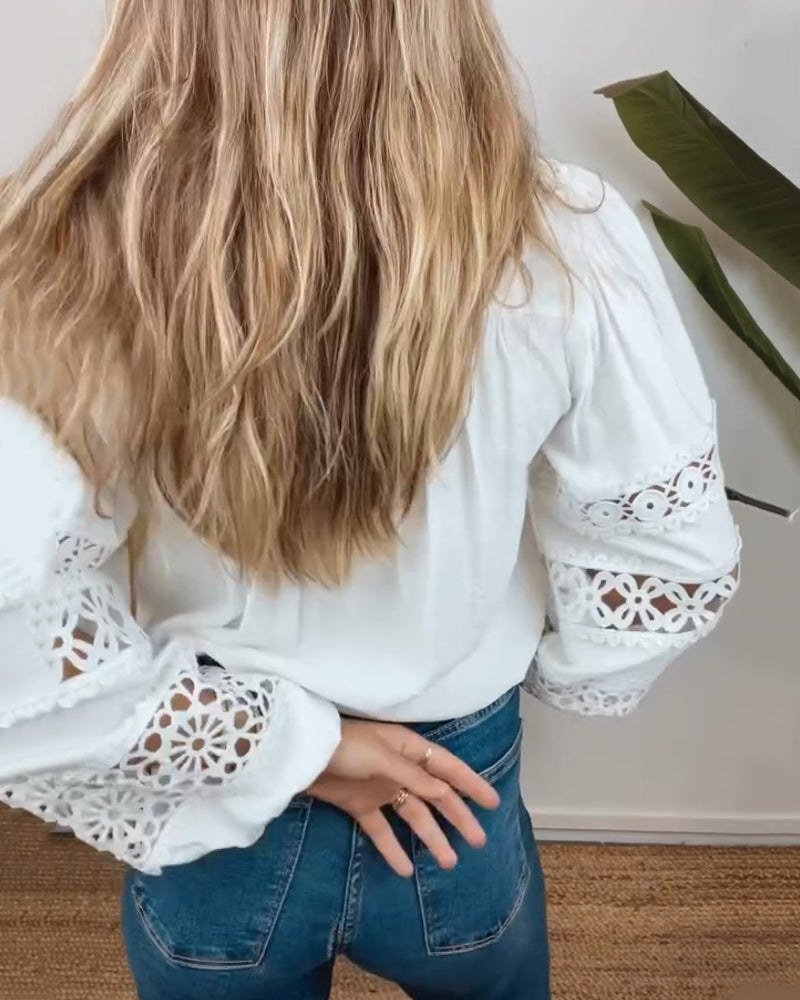 ZIAH - CLASSIC EYELET LONG SLEEVE BLOUSE