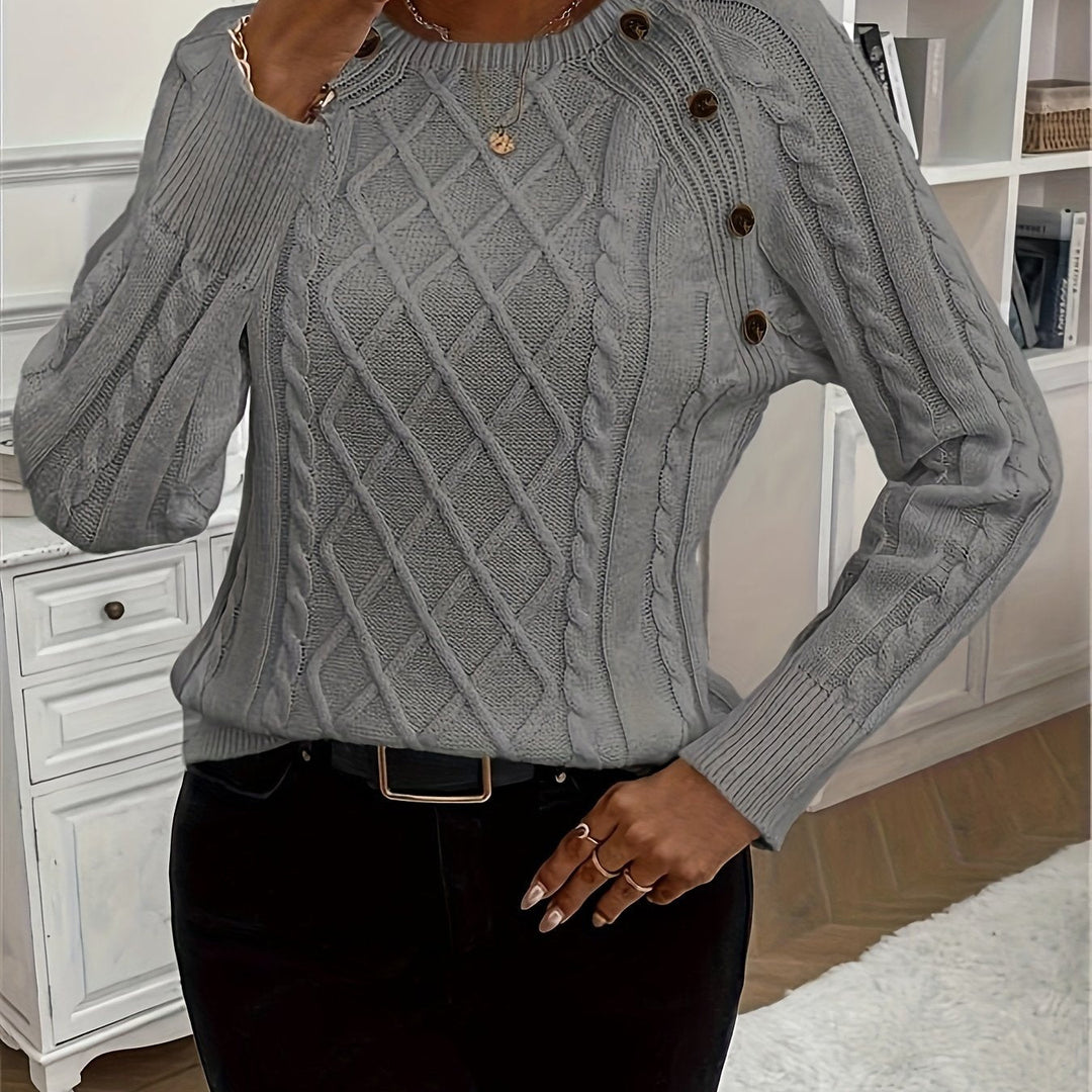 Evy | Plain Knitted Cable Sweater
