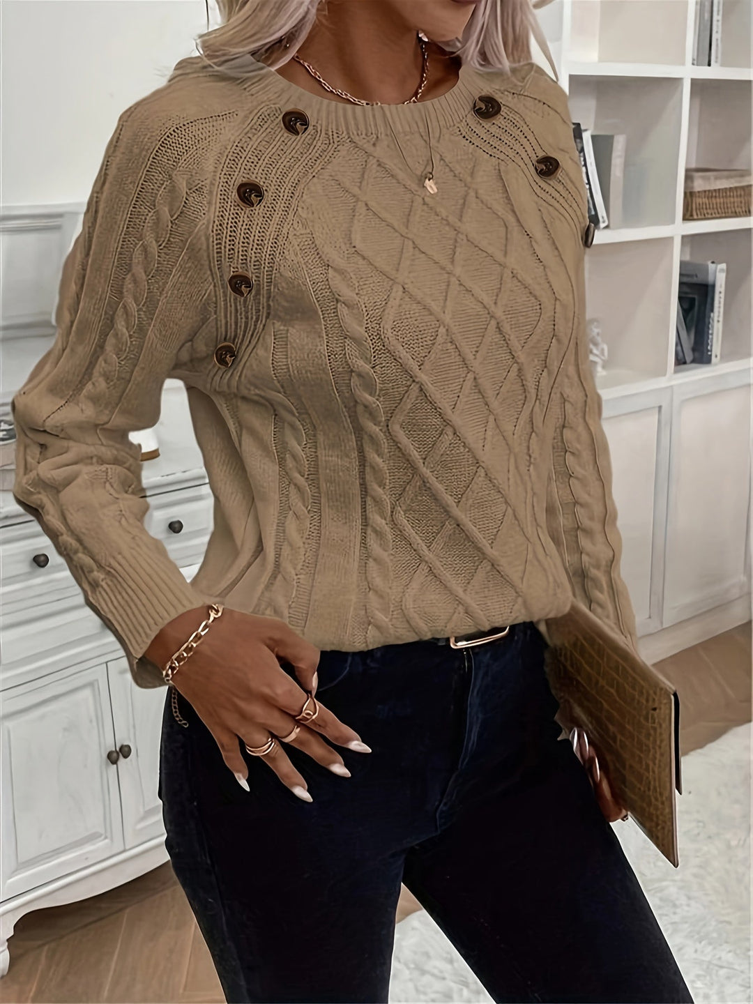 Evy | Plain Knitted Cable Sweater