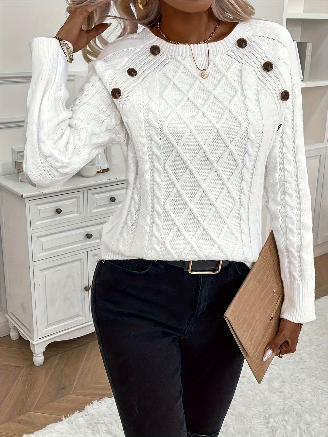 Evy | Plain Knitted Cable Sweater