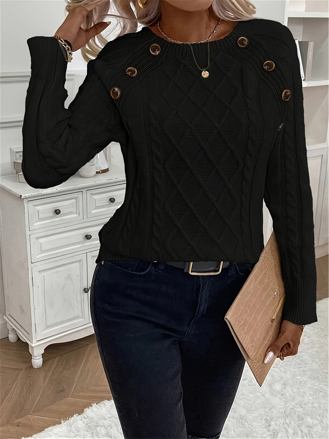 Evy | Plain Knitted Cable Sweater
